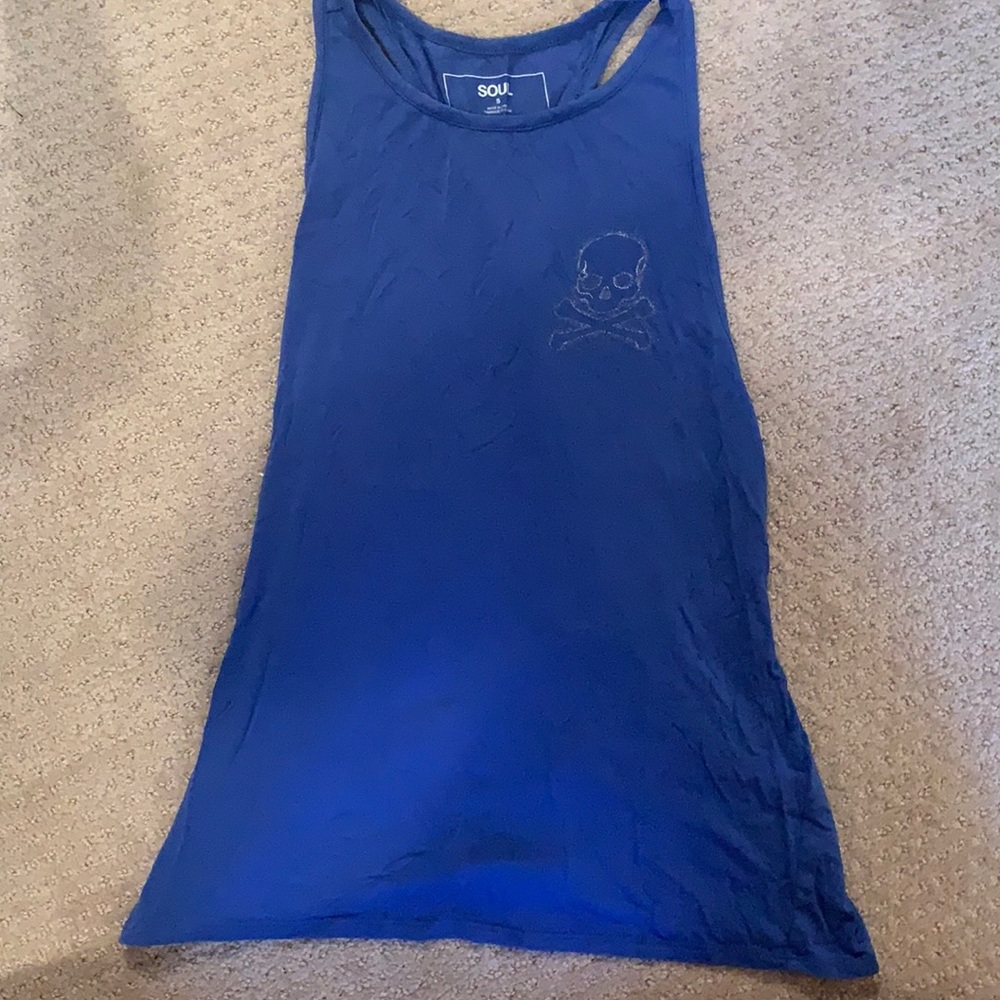 SoulCycle blue skull tank